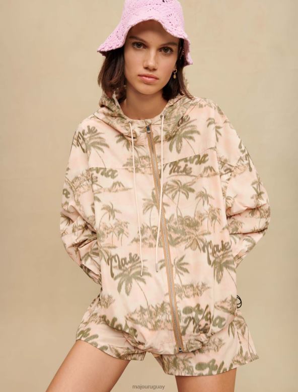 Maje chaqueta con estampado de palmeras ropa aloha mujer 2J08B293