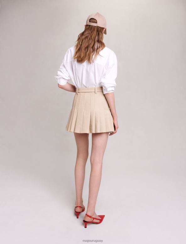 Maje minifalda plisada ropa beige mujer 2J08B49