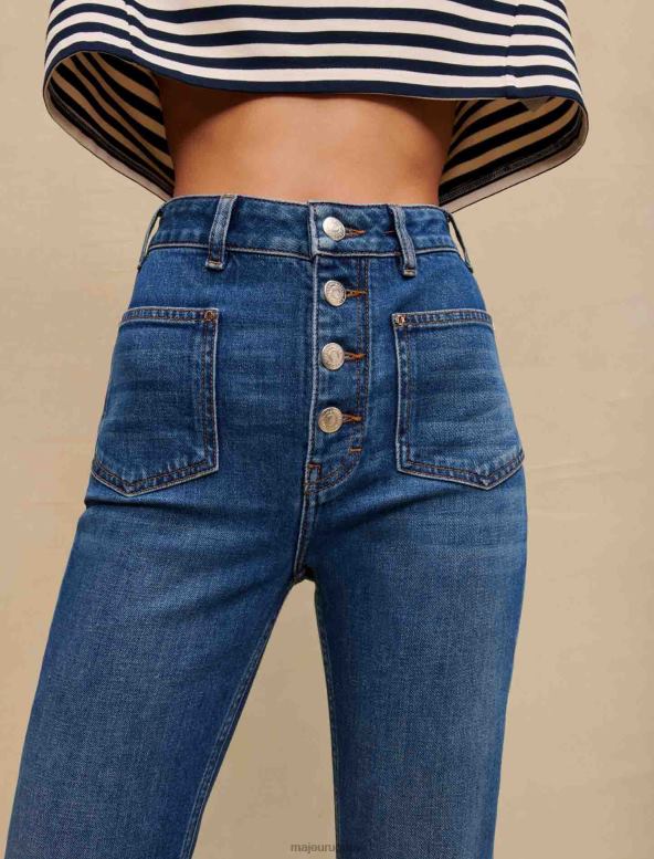 Maje jeans de mezclilla con bolsillos ropa azul mujer 2J08B100