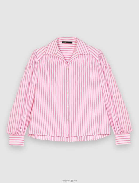 Maje camisa a rayas voluminosa ropa rosa mujer 2J08B306