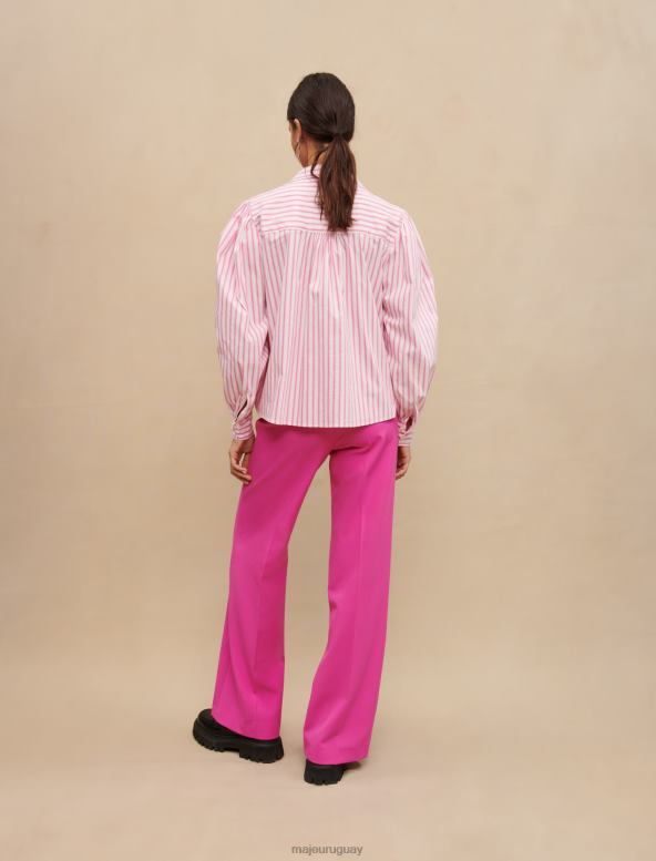 Maje camisa a rayas voluminosa ropa rosa mujer 2J08B306