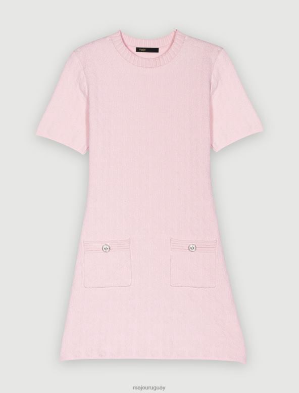 Maje vestido de punto texturizado ropa rosa mujer 2J08B332