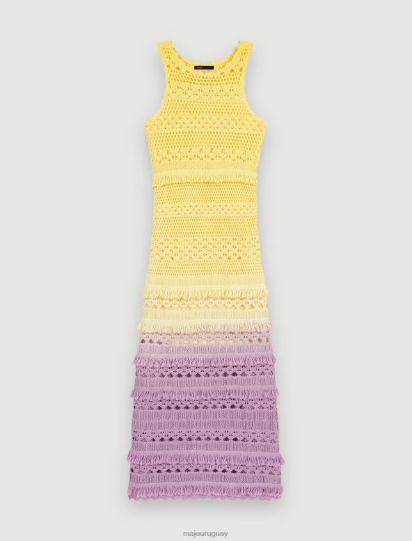 Maje vestido largo de punto de crochet ropa amarillo mujer 2J08B159