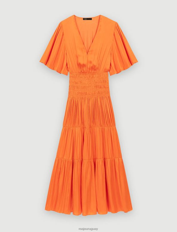 Maje vestido largo satinado ropa naranja mujer 2J08B218